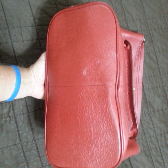 Banana Republic Leather Pebble Hand Bag Top Handle  Purse Red Grain Women - Picture 7 of 15